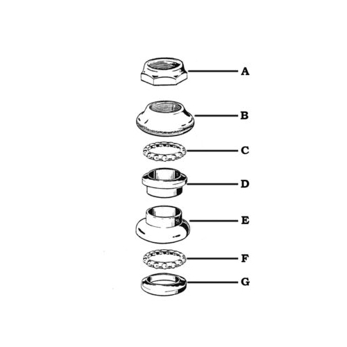 Styrlagersats m. öppen låsmutter (Mustang), reservdelar och tillbehör tillbehör till moped, RINAB