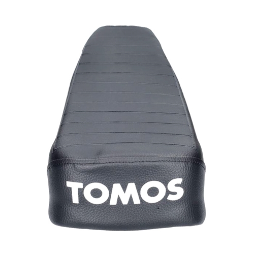Sadel / buddyseat, svart m. präglad logo på sidan (Tomos A3/A35)