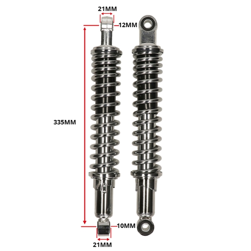 Stötdämpare 335mm/12mm/10mm Krom MDI (Honda MT50/MB50)
