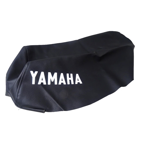 Sadelklädsel svart, med text (Yamaha DT50MX)