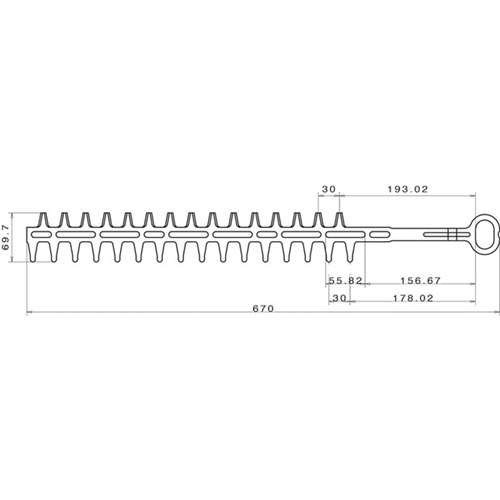 Häcksaxkniv 670 mm Övre/Nedre (Stihl HS 45), RINAB