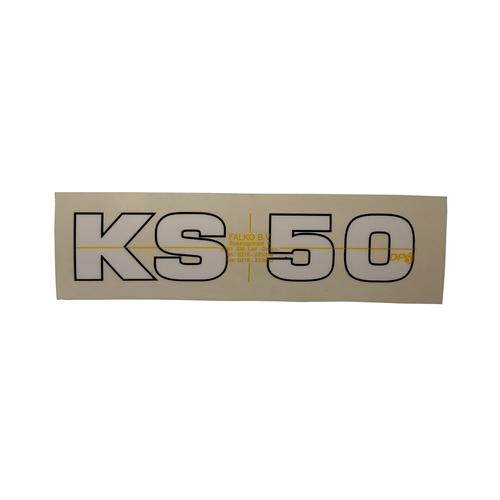 Dekal "KS 50" Vit text/Svart ram (Zündapp), tillbehör, snöskoter, moped, atv, cross, släpvagn, RINAB, 