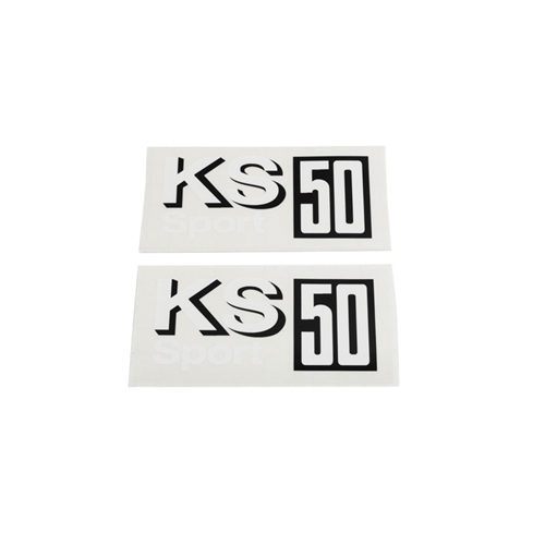 Sidokåpsdekaler, svart/vit (KS50 1977-78), Reservdelar till moped, RINAB, moped, 
