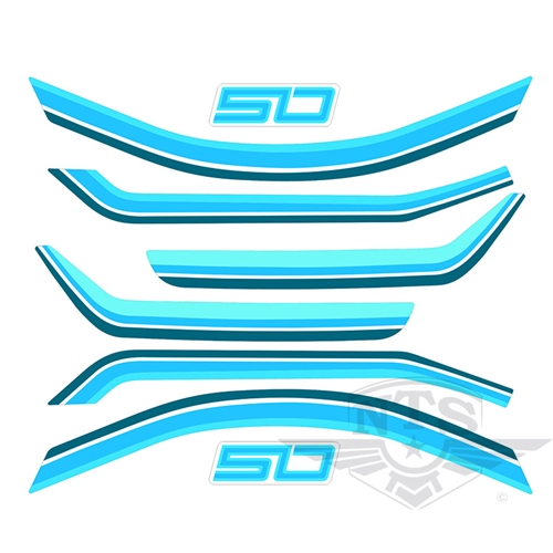 Dekalsats blå (Suzuki K50 1984-), Reservdelar till moped, RINAB, moped, 