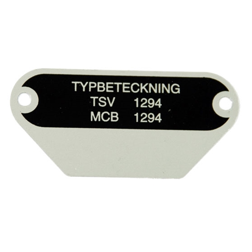 Typskylt MCB 1294, Reservdelar till moped, RINAB, moped, 