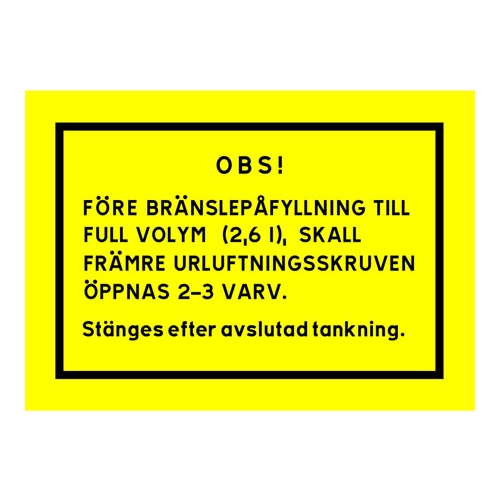 Upplysningsdekal vid motor (Compact) RINAB