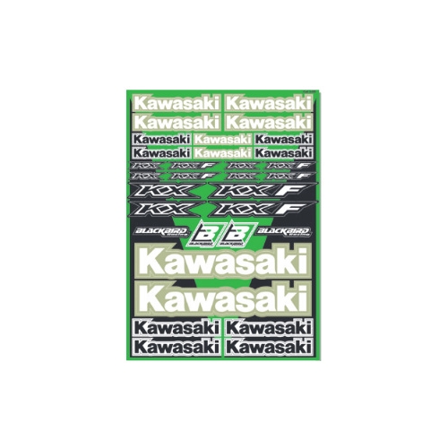 Dekalsats Kawasaki, tillbehör, reservdelar, snöskoter, moped, cross, rinab