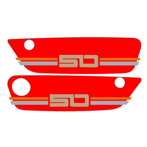 Sidokåpsdekalsats Röd (Suzuki K50 N/DN), reservdelar och tillbehör till moped, RINAB