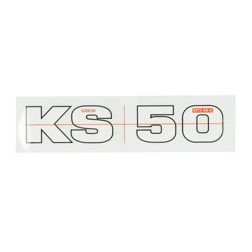 Dekal "KS50" vit/svart (Zündapp), reservdelar och tillbehör till moped, RINAB