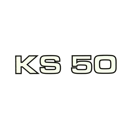 Dekal "KS 50" Vit m. svart ram (Zündapp), Reservdelar till moped, RINAB, moped, 