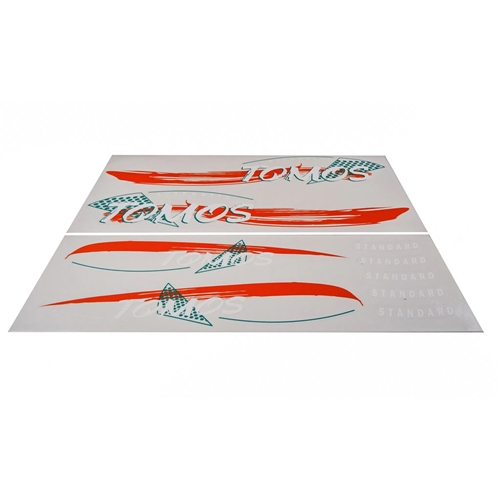 Dekalsats, Tomos Standard, orange/blågrön/vit