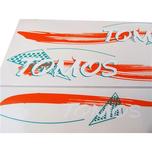 Dekalsats, Tomos Standard, orange/blågrön/vit