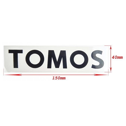 Dekal "TOMOS", svart text, 150x40mm