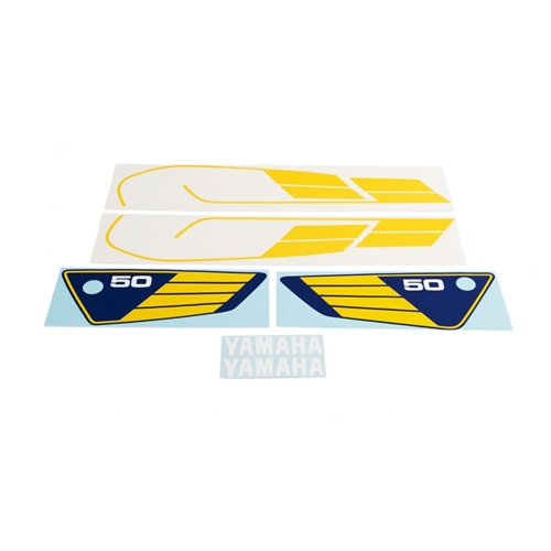 Dekalsats Blå/Gul/Vit, FS1 1982, reservdelar mopeddelar, RINAB