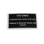 Typskylt (Yamaha FS1 77-79 1X5)