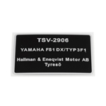 Typskylt TSV2906 (Yamaha FS1DX, 3F1)