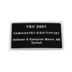 Typskylt TSV2901, Yamaha FS1-S DX (Typ 381)