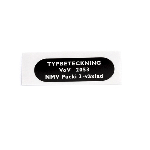 Typbeteckning VoV 2053 (Norsjö Packy Puch),  reservdelar moped, RINAB