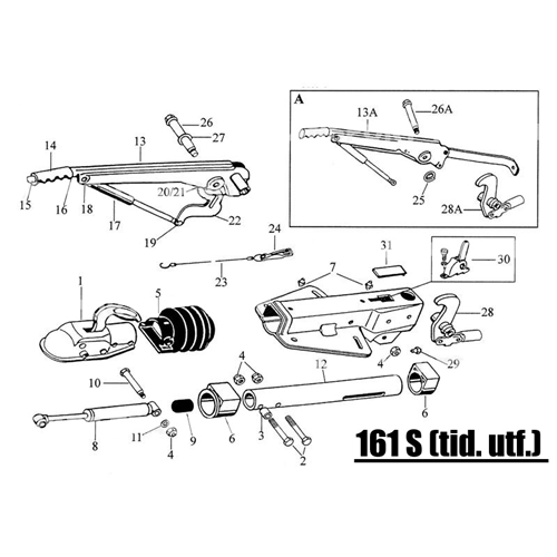 Lagerbult Ø 16x80 / M12x20, reservdelar & tillbehör till släpvagn, RINAB