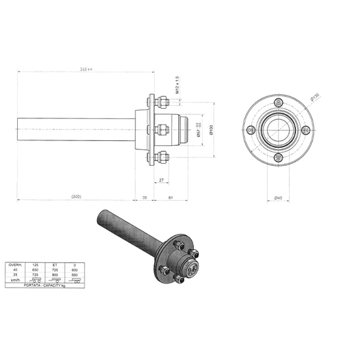 Axeltapp obromsad 40mm RINAB