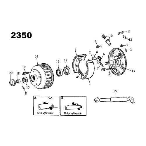 Bromstrumma 2350, 4x100 (mm-tapp), reservdelar och tillbehör till släpvagn, RINAB