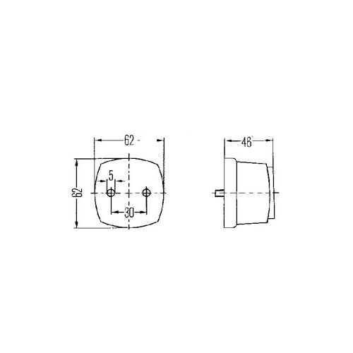 Baklykta 62x62mm HELLA, reservdelar släpvagn, RINAB