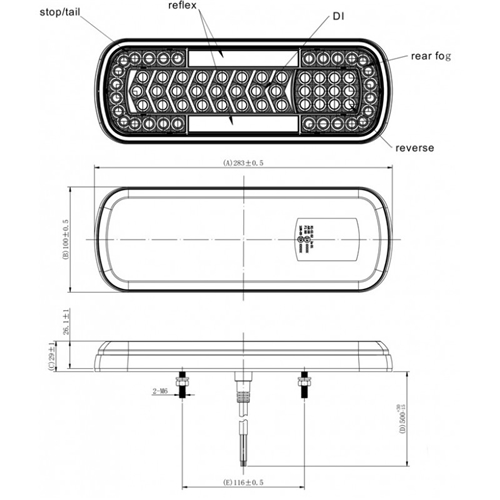 Baklampa LED, belysning släpvagn, RINAB