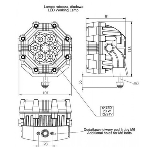 Arbetslampa LED 12V 20W (LRD980), reservdelar och tillbehör, RINAB