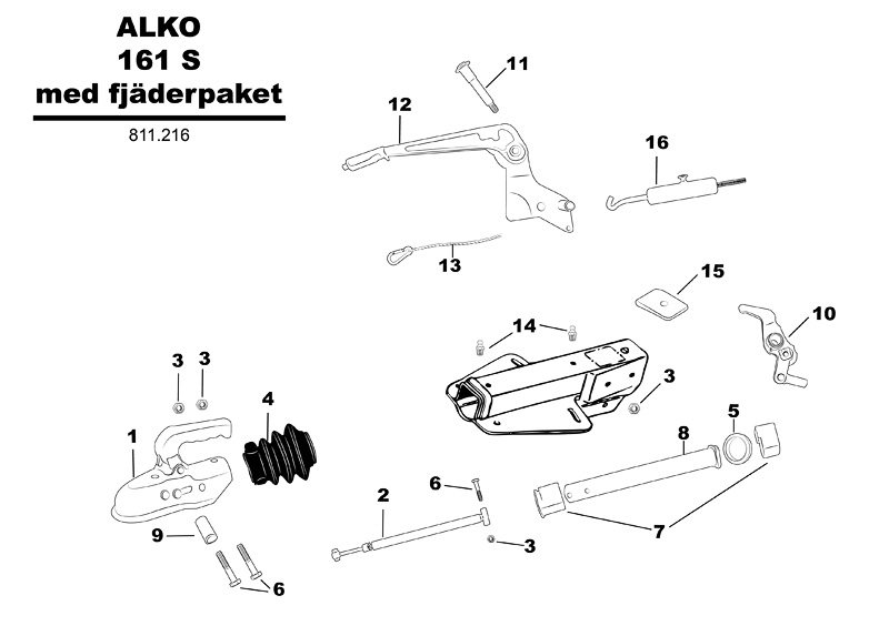 ALKO 161S med fjäderpaket sprängskiss.