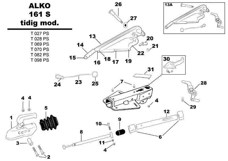 ALKO 161S tidig modell sprängskiss