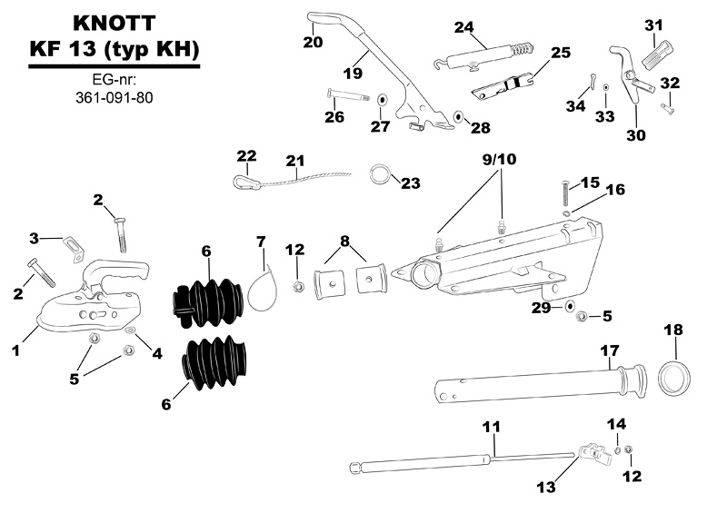 Sprängskiss för släpvagnen Knott KF 13 (typ KH).