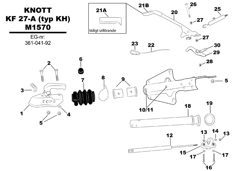 Sprängskiss för släpvagnen Knott KF 27-A (typ KH) M1570.