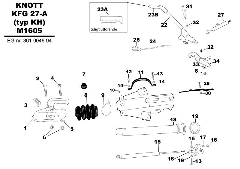 Sprängskiss för släpvagnen Knott KFG 27-A (typ KH) M1605.