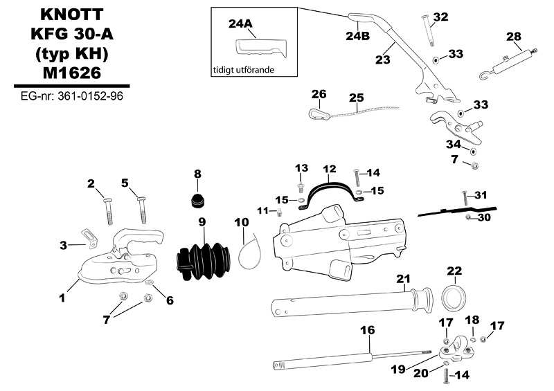 Sprängskiss för släpvagnen Knott KFG 30-A (typ KH) M1626.