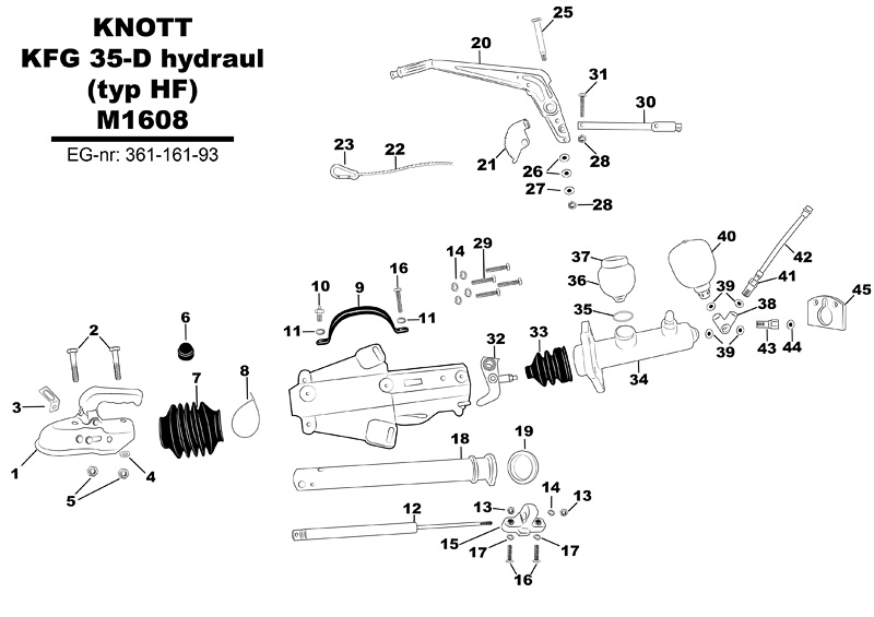 Sprängskiss för släpvagnen Knott KFG 35-D hydraul (typ HF) M1608.