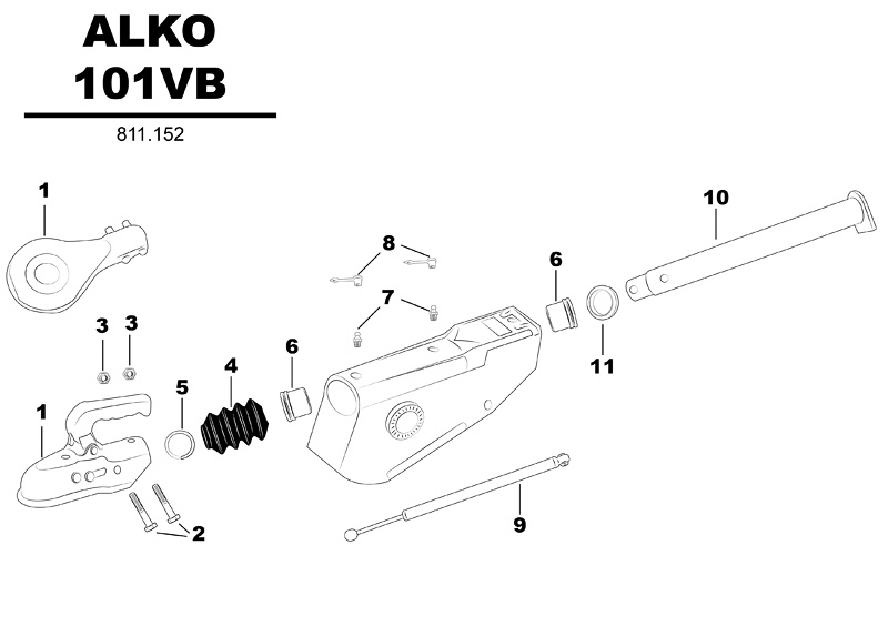 Sprängskiss för påskjutsenheten ALKO 101VB 811.152.