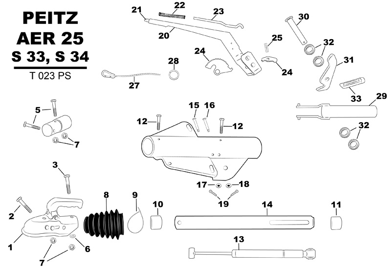 Sprängskiss för släpvagnen Peitz AER 25 S33, S34.