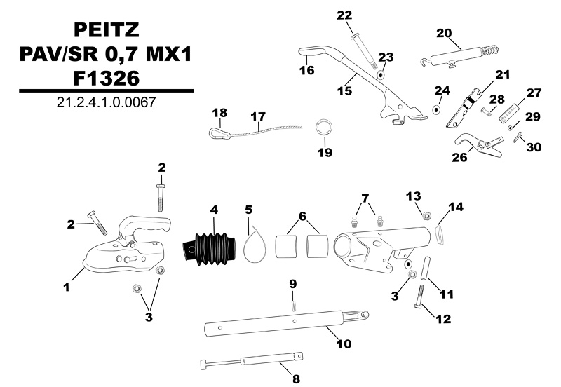 Sprängskiss för släpvagnen Peitz PAV / SR 0,7 MX1 (F1326).