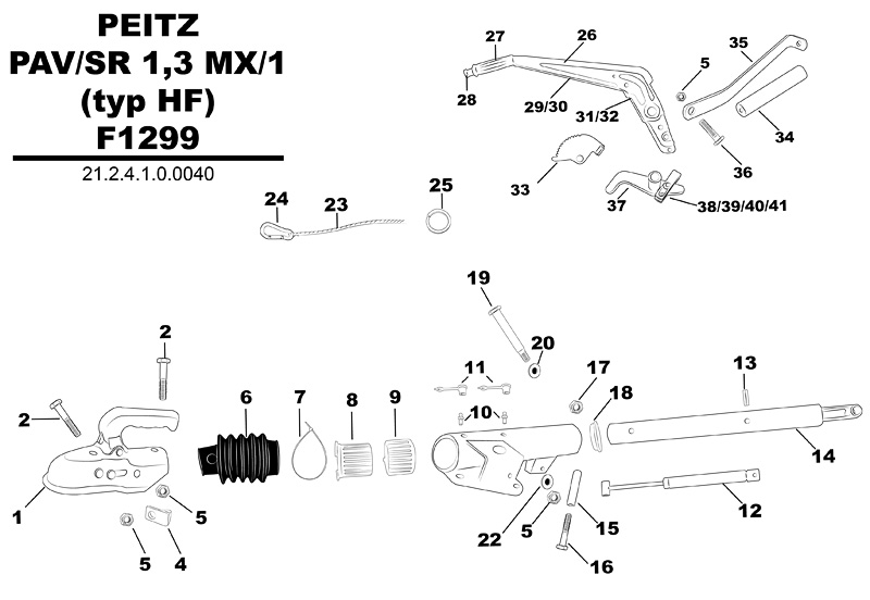 Sprängskiss för släpvagnen Peitz PAV / SR 1,3 MX/1 (typ HF) F1299.