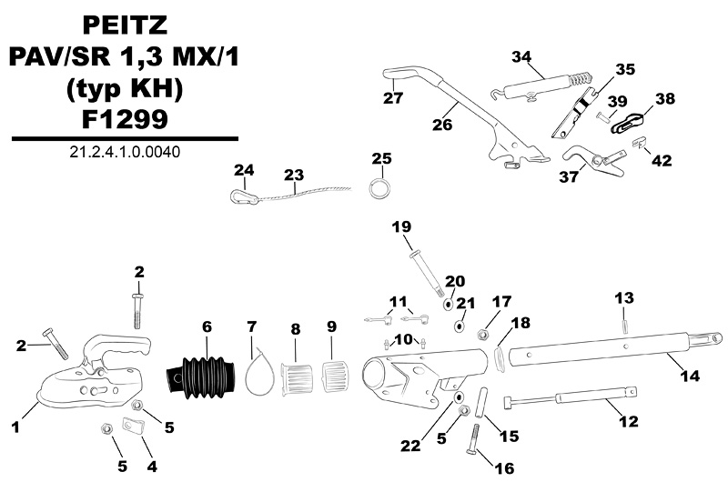 Sprängskiss för släpvagnen Peitz PAV / SR 1,3 MX/1 (typ KH) F1299.